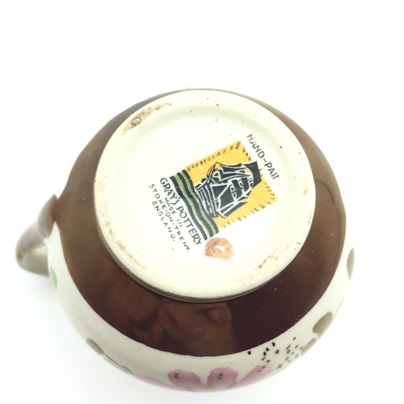 Gray's Pottery Stoke-on-Trent England Hand Painted Luster Mini Creamer Floral - Picture 6 of 8